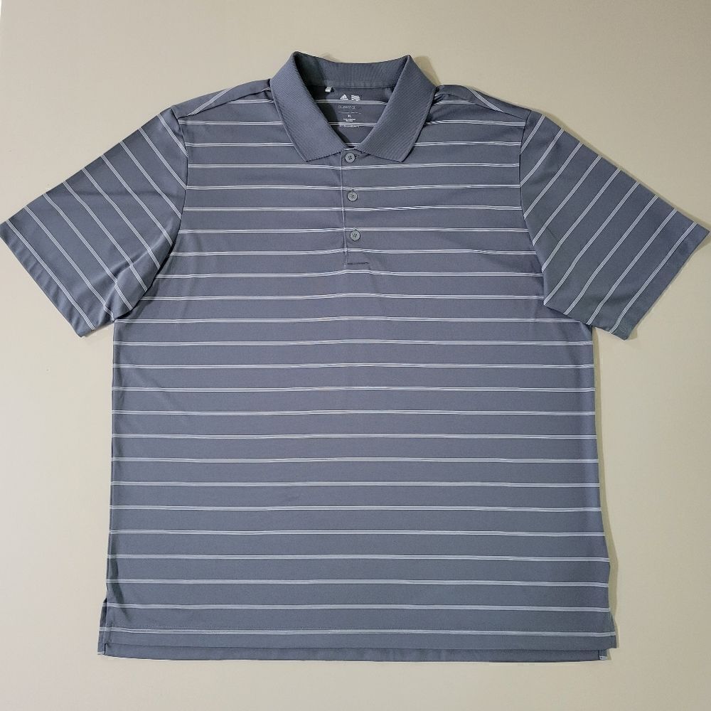 Adidas Golf Men's Classic Gray Stripe Polo Shirt Top  